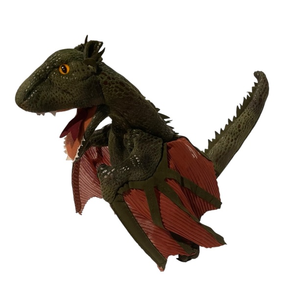 Folkmanis Dragon Puppet Winged Flying Green Plush Toy Folkmani - Picture 1 of 7